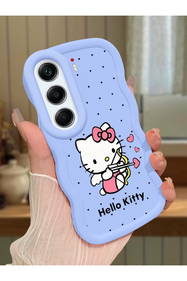 Tecno Camon 40 Compatible Case Camera Protector Blue Silicone Couple Phone Case Kitty Pattern