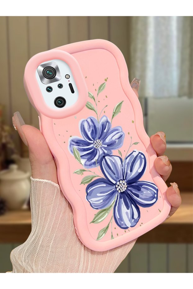 Redmi Note 10 Pro Compatible Case Camera Protector Pink Silicone Couple Phone Case Floral Pattern