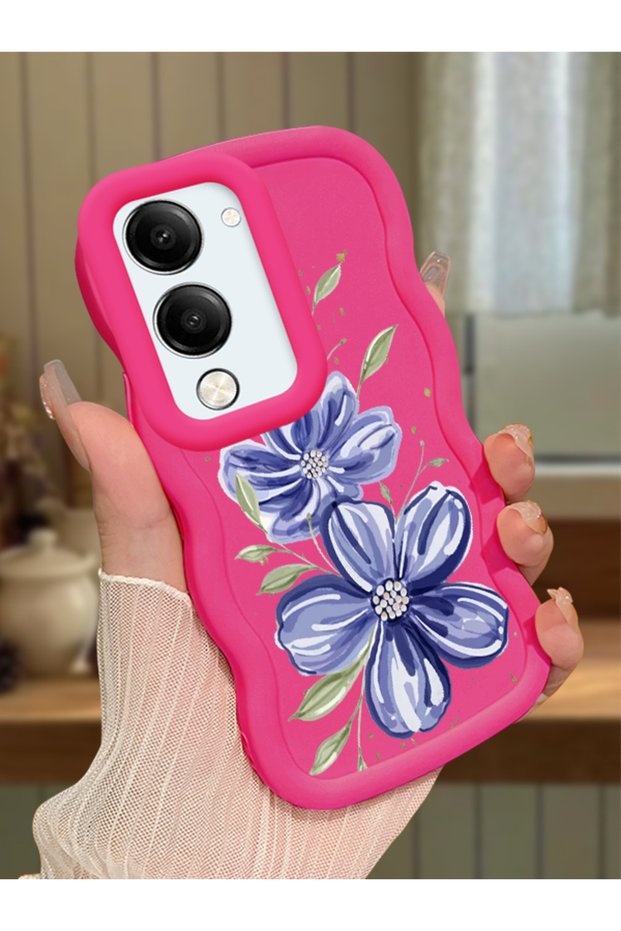 Vivo Y19S Gt 5g Compatible Case Camera Protector Red Silicone Couple Phone Case Floral Pattern