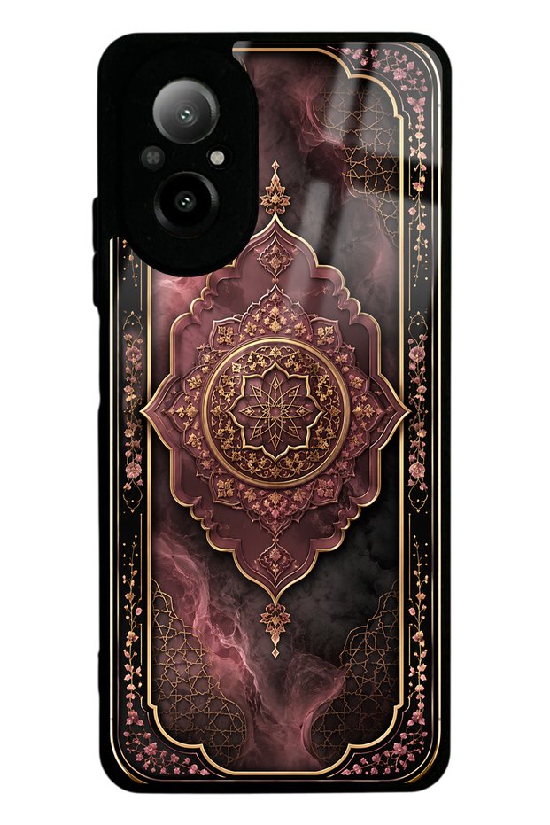 Realme 12 Lite Rosewood Ottoman Medallion Design Glossy Phone Case