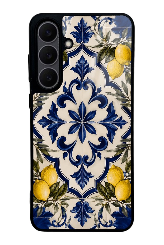 Samsung S25 Fe Royal Lemon Mosaic Design Glossy Phone Case