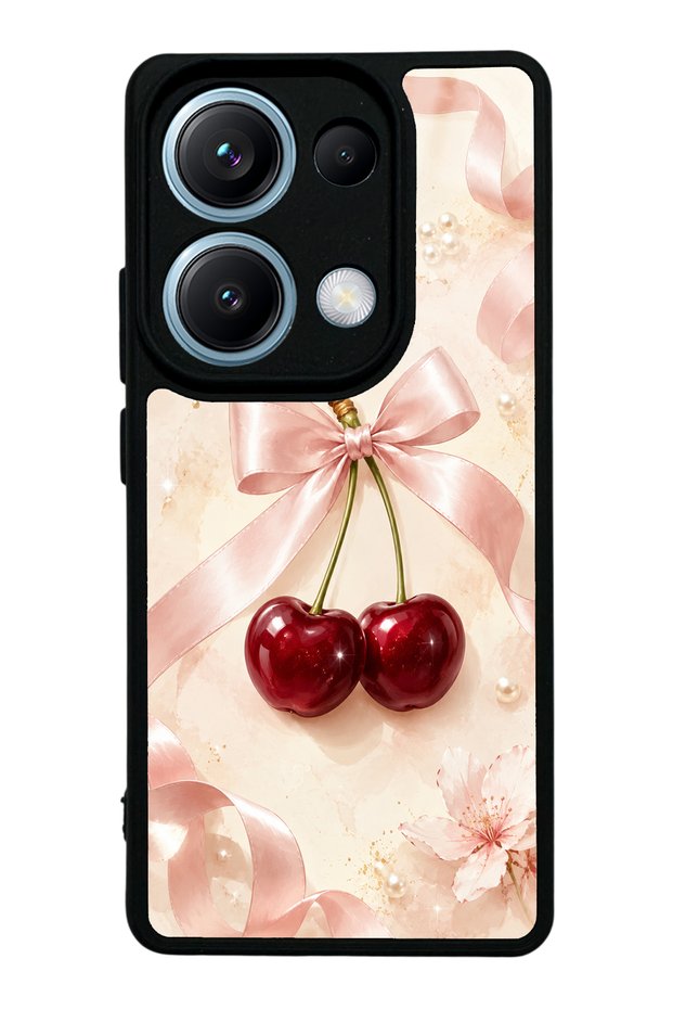 Xiaomi Redmi Note 14S Glossy Phone Case with Cherry Pearl Ribbon Design