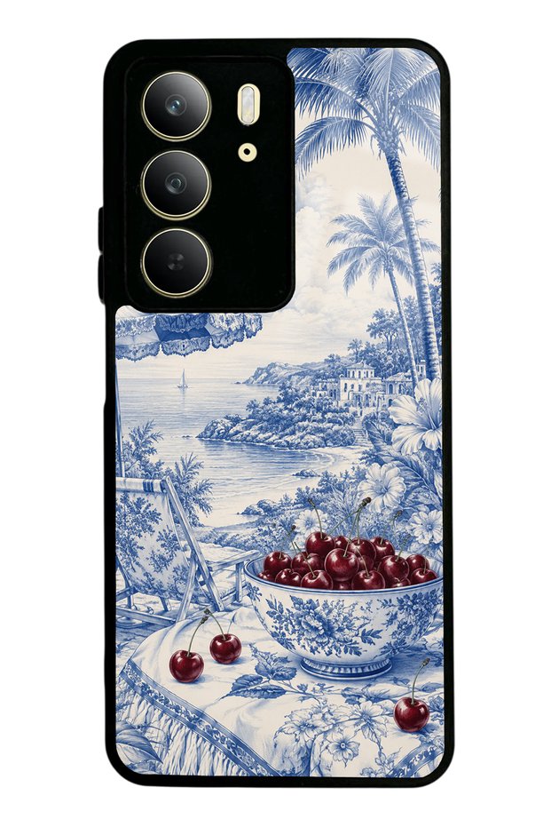 Realme C75 Blue Porcelain Cherry Coast Design Glossy Phone Case