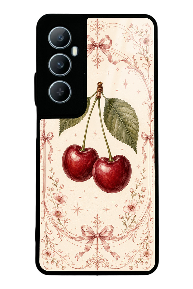 Realme C65 Glossy Phone Case with Vintage Cherry Blossom Design
