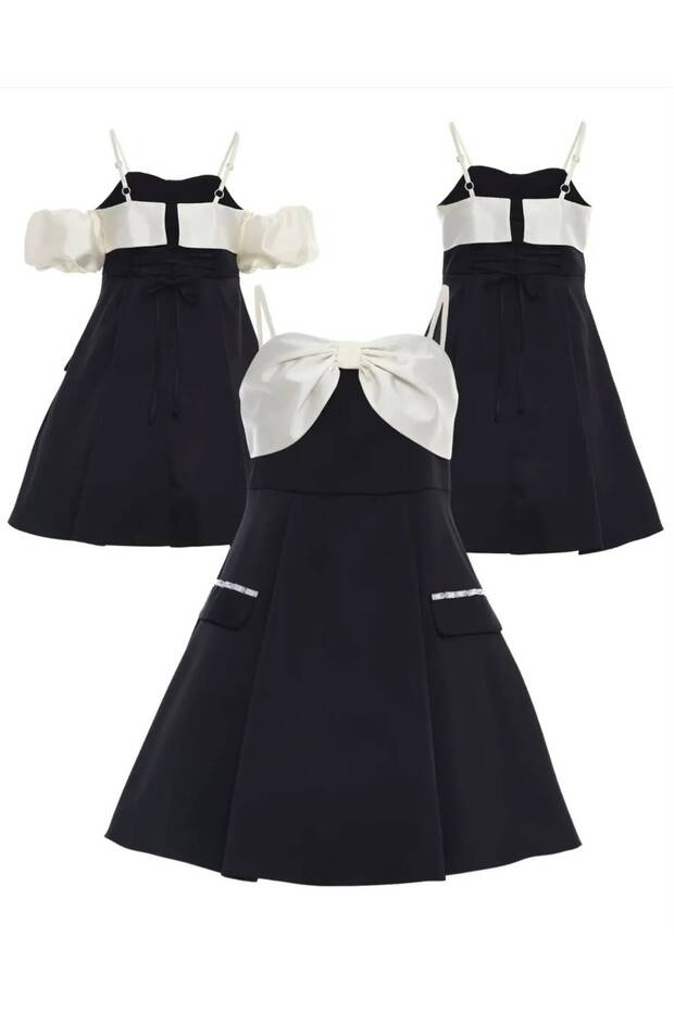 Girl's Stylish Evening Dress with Bow Detail