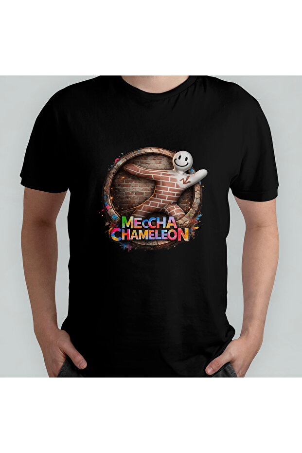 Meccha Chameleon Unisex 100% Cotton Crew Neck T-Shirt Model 2