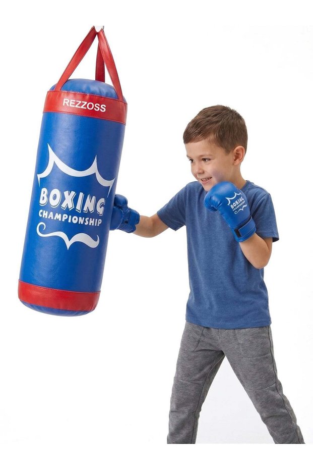Kids Boxing Championship Set, 13 Inch Punching Bag and Gloves for Training & Fitness, Professional Home Workout Equipment for Boys & Girls Ages 5-10, Best Gift for Kids