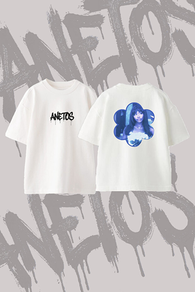 Sza Artist Design Back Printed Cotton White Oversize T-Shirt