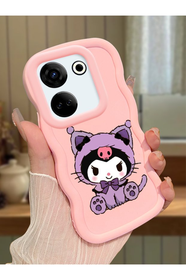 Tecno Camon 20 Compatible Case Camera Protector Pink Silicone Couple Phone Case Kuromi Pattern