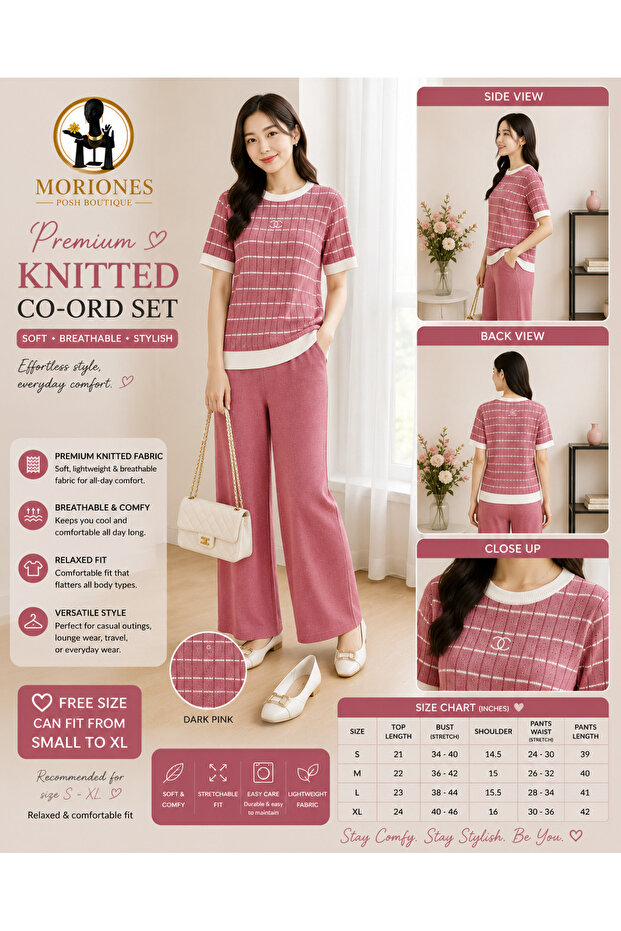 MORIONES PREMIUM KNITTED COORD SET BLOUSE AND PANTS