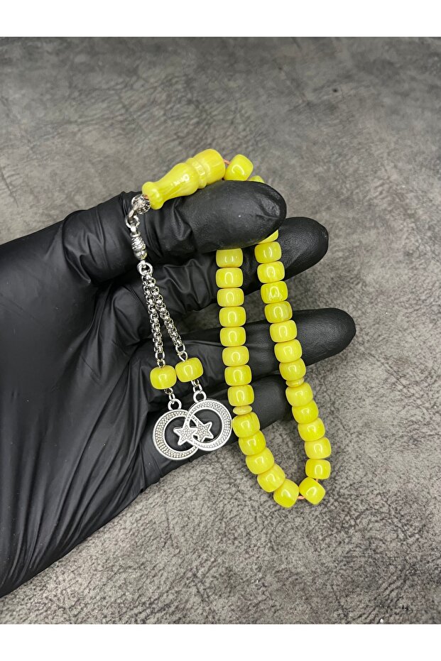 High-End Hareli Ankle-Length Crimped Amber Prayer Beads