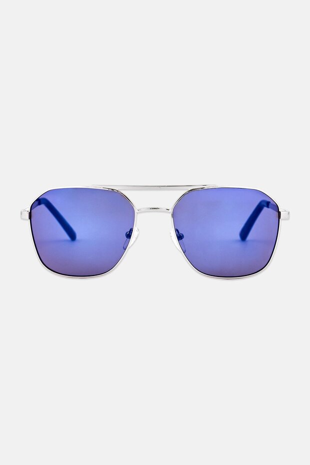Men SFI278 Octagonal Sunglasses, Silver