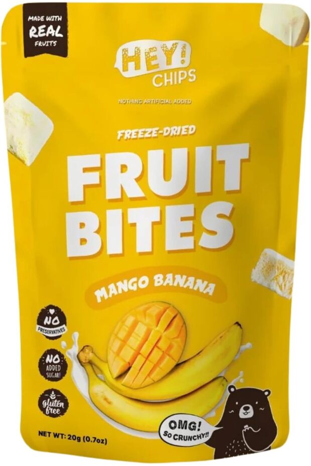 Hey! Freeze-Dried Mango Banana Fruit Bites (20g)
