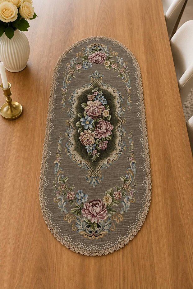 رويال بوكيه شونيلي غوبلن 40×90 بيضاوي الشكل - غطاء طاولة القهوة