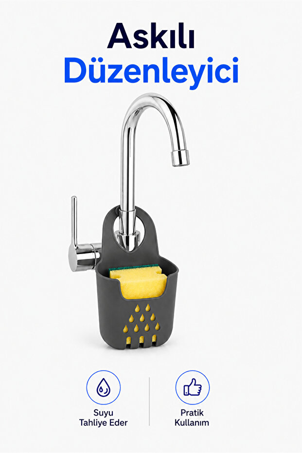 Bathroom Organizer Hanging Faucet Rack - Sink Side Sponge and Detergent Basket (1 Piece)