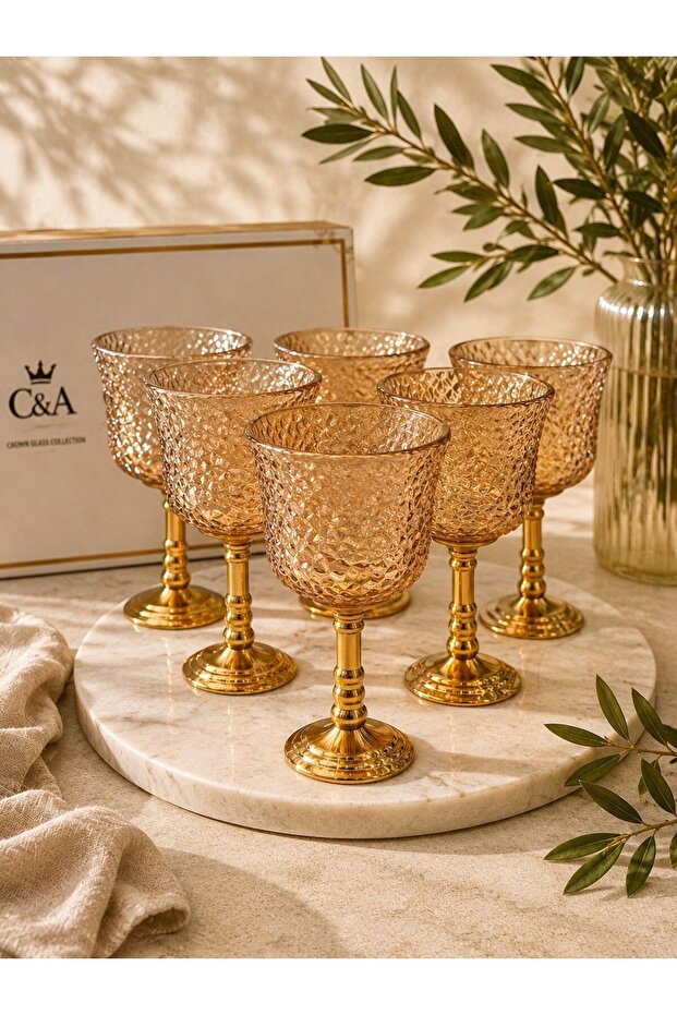 Set of 6 Amber Aurea Gold Footed Coffee Side Cups
