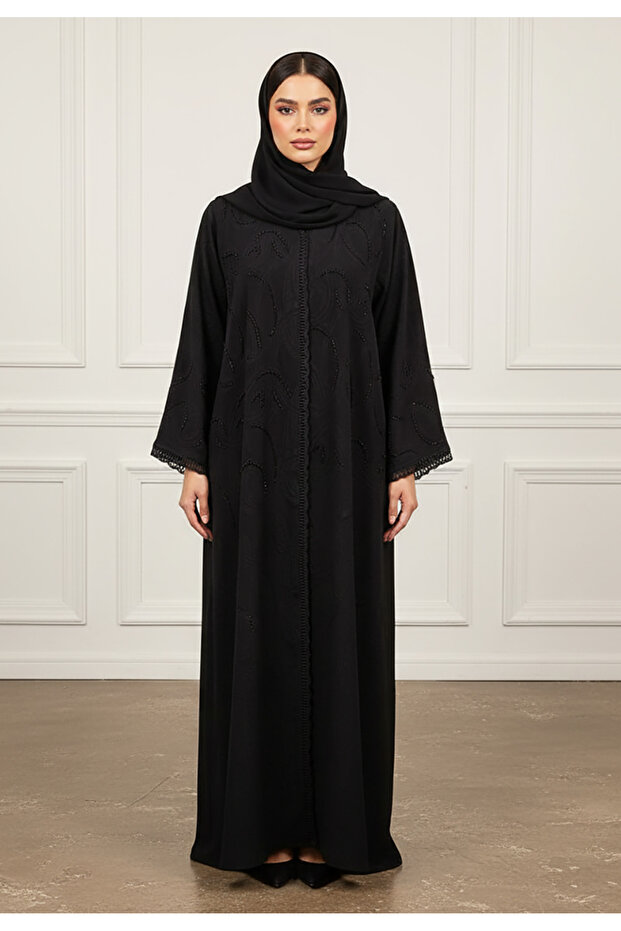 Elegant Midnight Noir Abaya-902