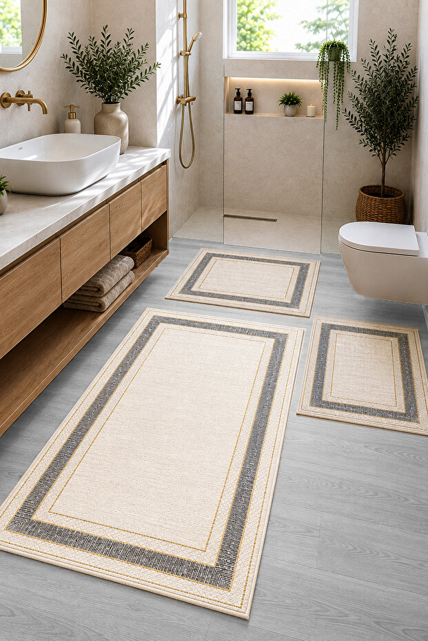 Bestie 60X100 50X60 50X60 Non-Slip Base 3-Piece Bathroom Mat Set