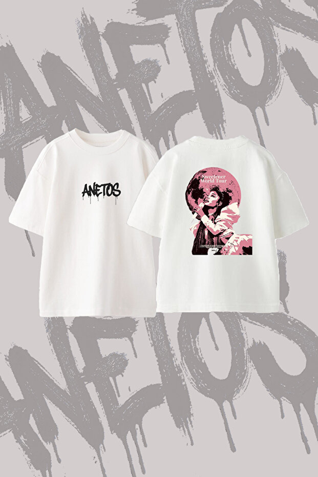 Ariana Grande Sweetener_2 Design Back Printed Cotton White Oversize T-Shirt