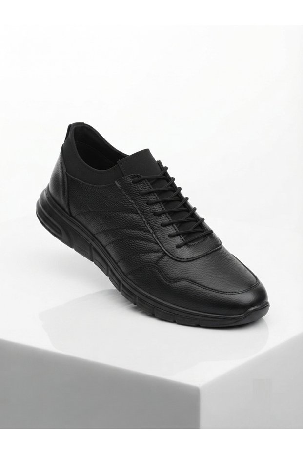 Gd0129 Genuine Floater Leather Large Size 45 Ankle Stretch Easy to Wear Non-Slip Strong Sole Economical Black Casual Sneaker Men's Shoes