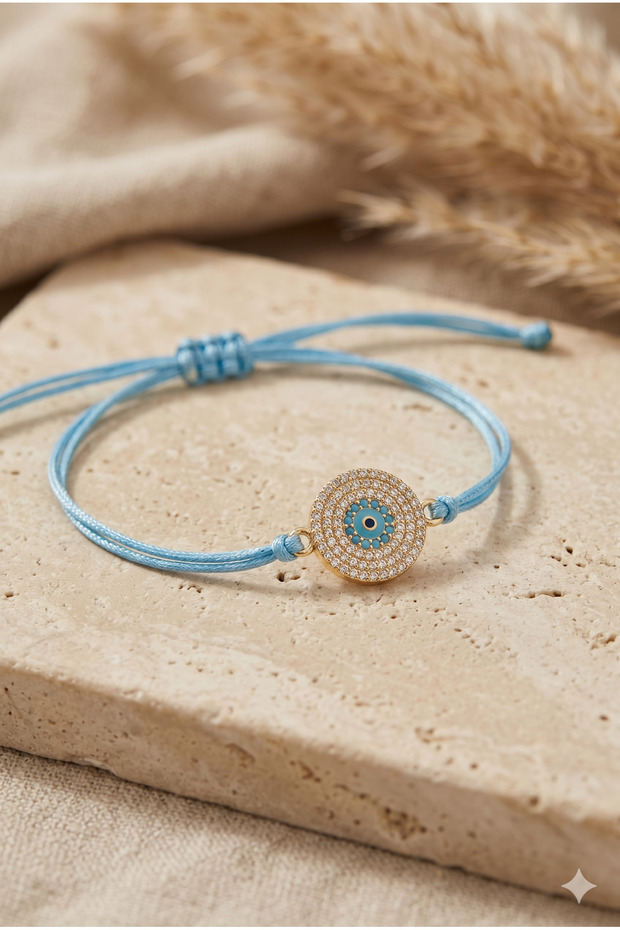 Handmade Zircon Stone Evil Eye Beaded Rope Bracelet
