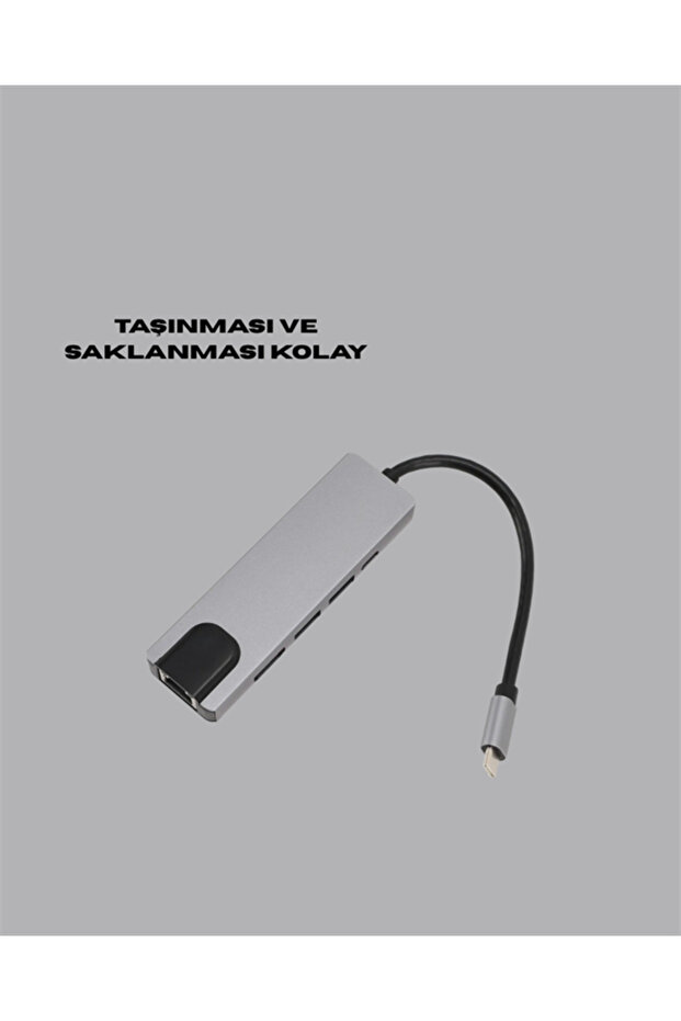 ILKESTOR USB‑C متعدد المنافذ (133826) مع مخرج HDMI بدقة 4K وشبكة جيجابت إيثرنت