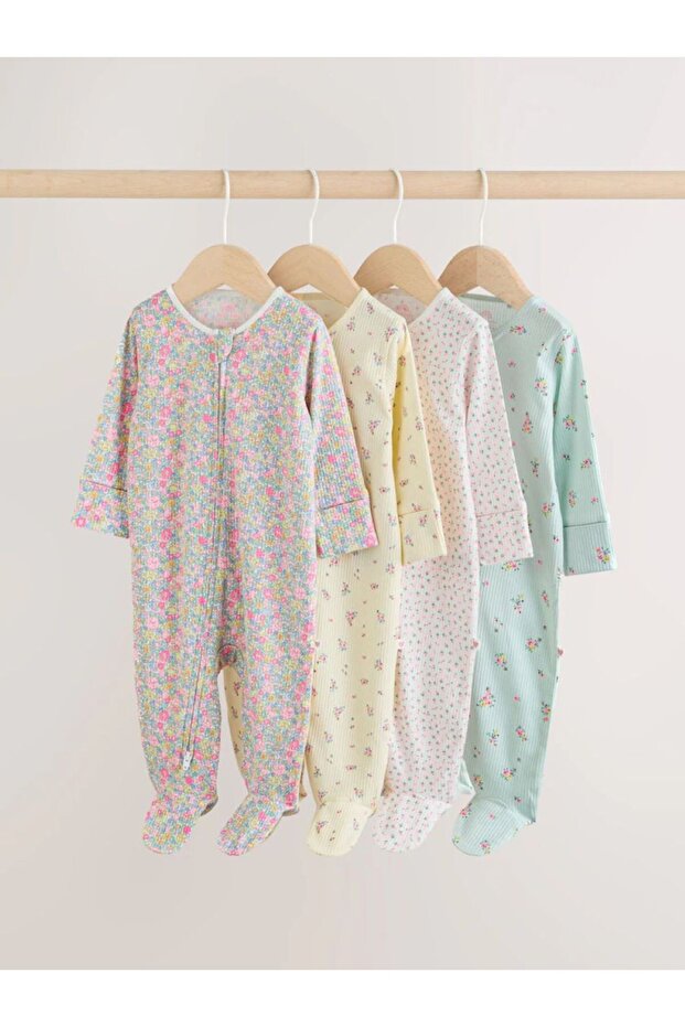 Cotton Pink Yellow Zippered 4-Piece Jumpsuit Set