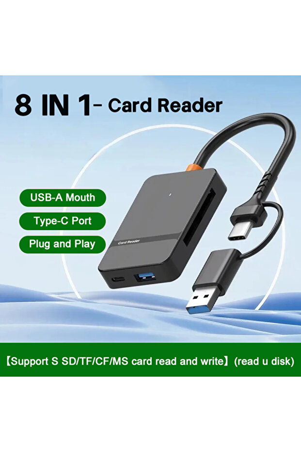 قارئ بطاقات USB 3.0 متعدد الوظائف يدعم SD وMicro SD وTF وCF وMS وU Disk وCompact Flash للحواسيب المحمولة