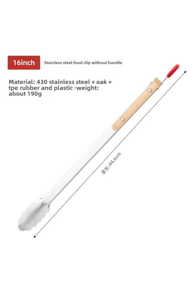 16 wooden handles re Stainless steel food tongs with heat-resistant wooden handles, anti-scald steak