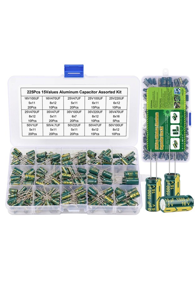 225pcs 225PCS/lot 0.1UF-1000UF 15Values Aluminum Electrolytic Capacitors 16-50V Electrolytic Capaci
