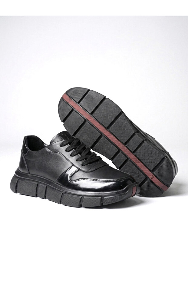 Genuine Leather Men's Casual Shoes – Thick Sole, Lightweight, Orthopedic, Ultra Comfortable, Daily Sneaker