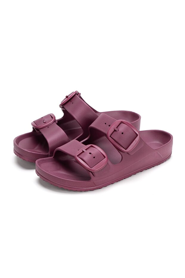 Delfina Cherry Double Buckle Slippers