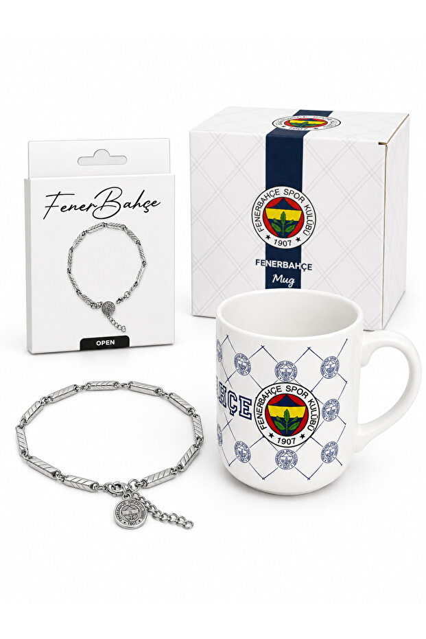 License-Protected Striped Steel Bracelet+Mug Set with Special Box