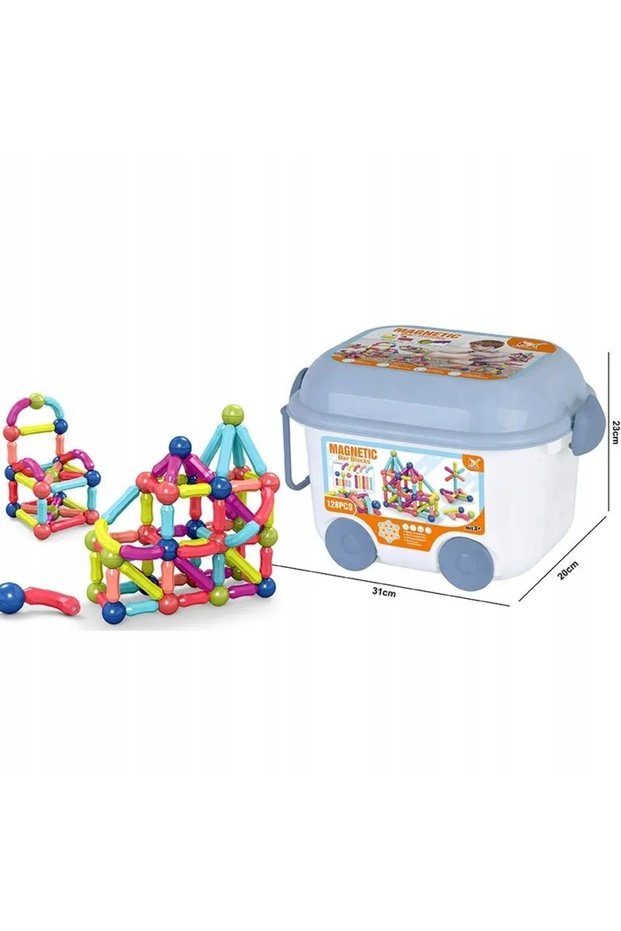 BLOCURI MARE MAGNETICE DE CONSTRUCȚIE 128 elemente + super cutie