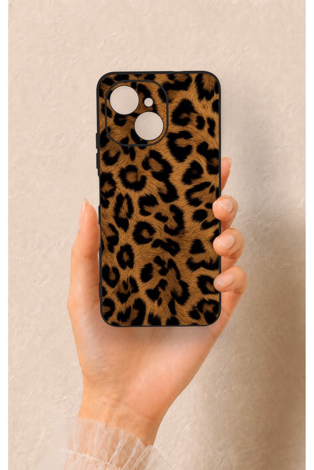 Tecno Spark 40C Compatible Dark Leopard Leather Pattern Silicone Case