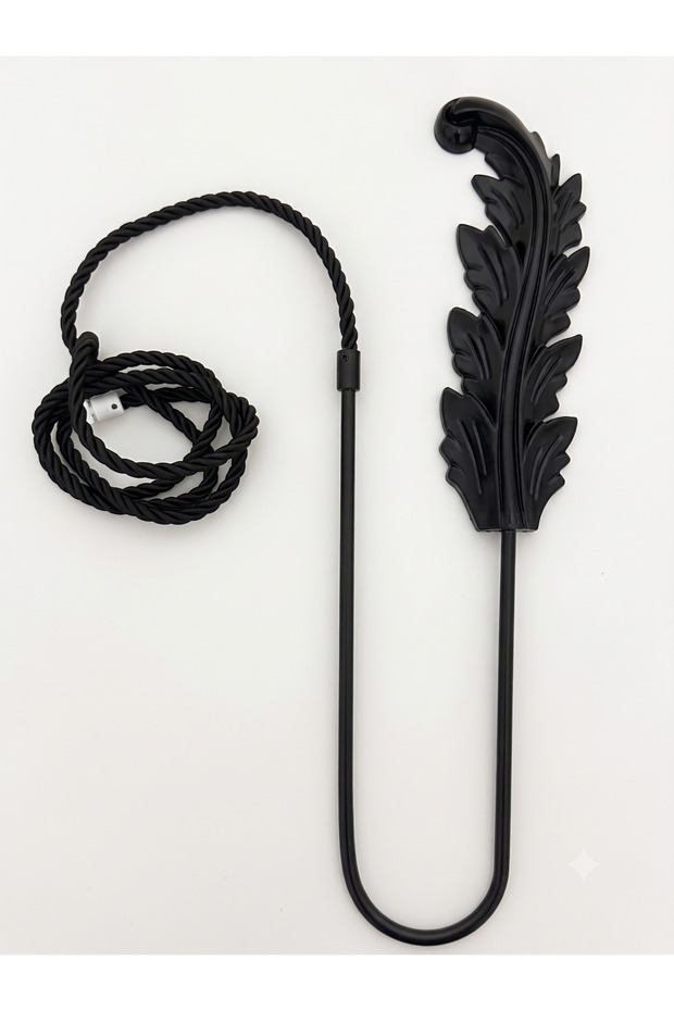 Decorative Leaf Background Curtain Holder | | No Drilling & No Screws | Practical Use | 1 Piece Black