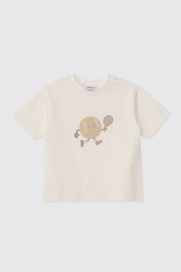 Baby Boy Crew Neck Ecru T-Shirt
