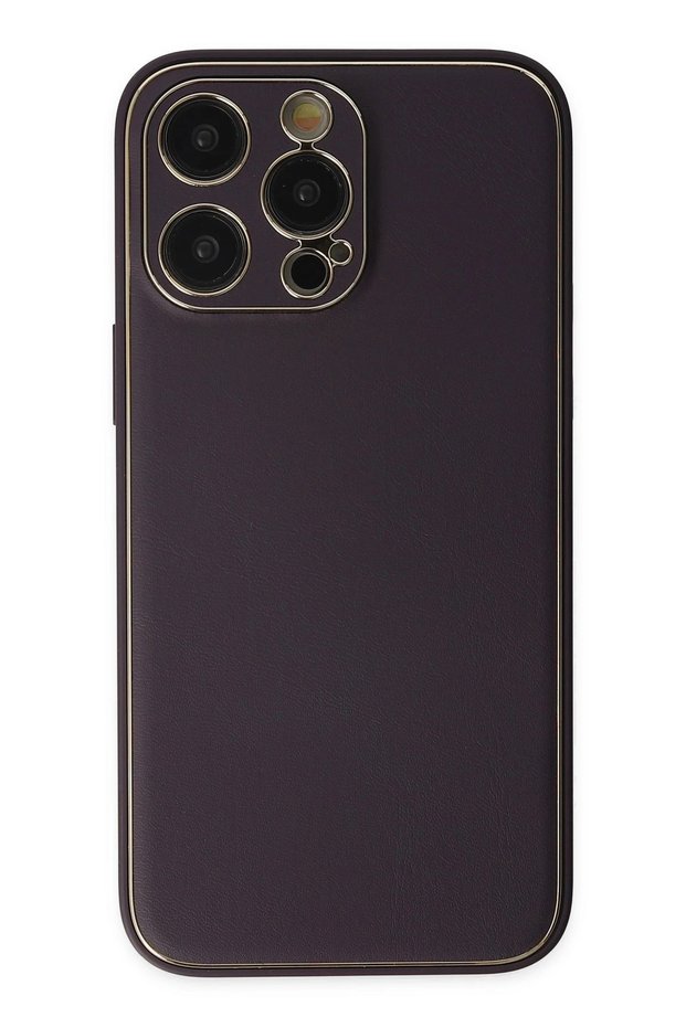 Aconcept iPhone 13 Pro Case Coco Leather Silicone Cover - (83040) Deep Purple