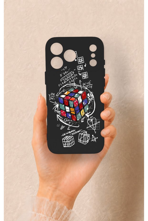 iPhone 17 Pro Max Compatible Rubik's Cube Patterned Silicone Case