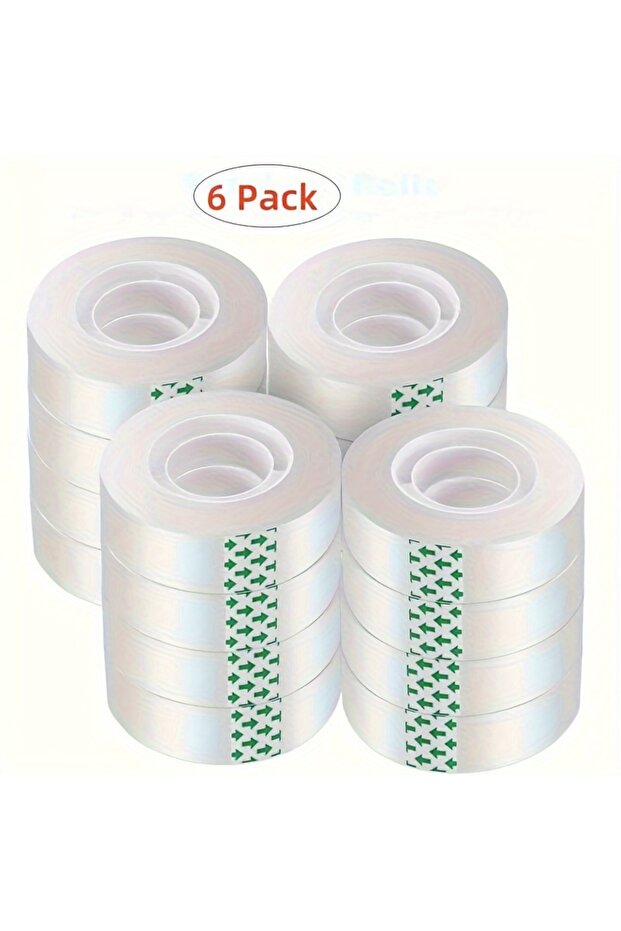 1 Pack-6 Rolls YITAPE 6 Rolls Clear Transparent Tape 1.8cm*28M Super Strong Adhesive Packaging Tape