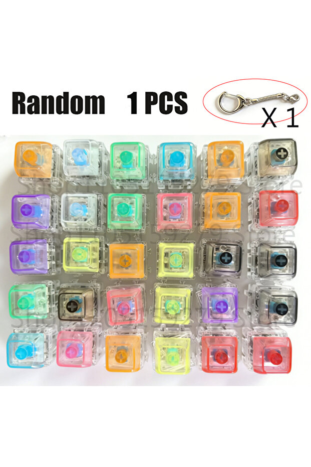 Random 1PCS /LED free assembly keyboard keychain Fidget toy crystal clicker sensory toy stress relie