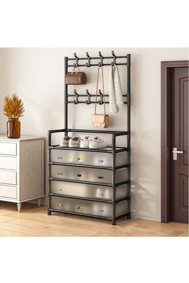 Simple Shoe Rack, 5-Layer Assembly Dust-Proof Storage Rack, Household Space-Saving Shoe Cabinet, Multi-Function Shoe Rack, Economical Shoe And Hat Rack