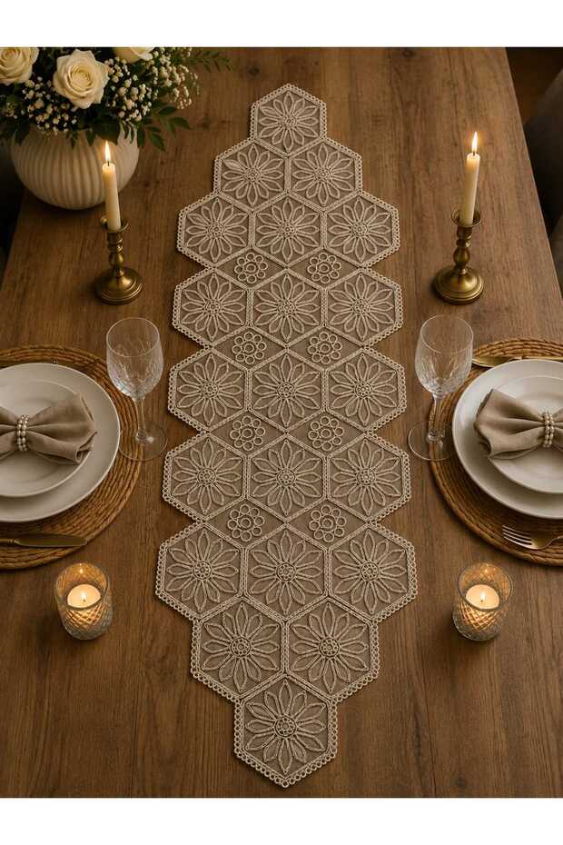 Çark Mink Lace Runner/Table-Console Cover