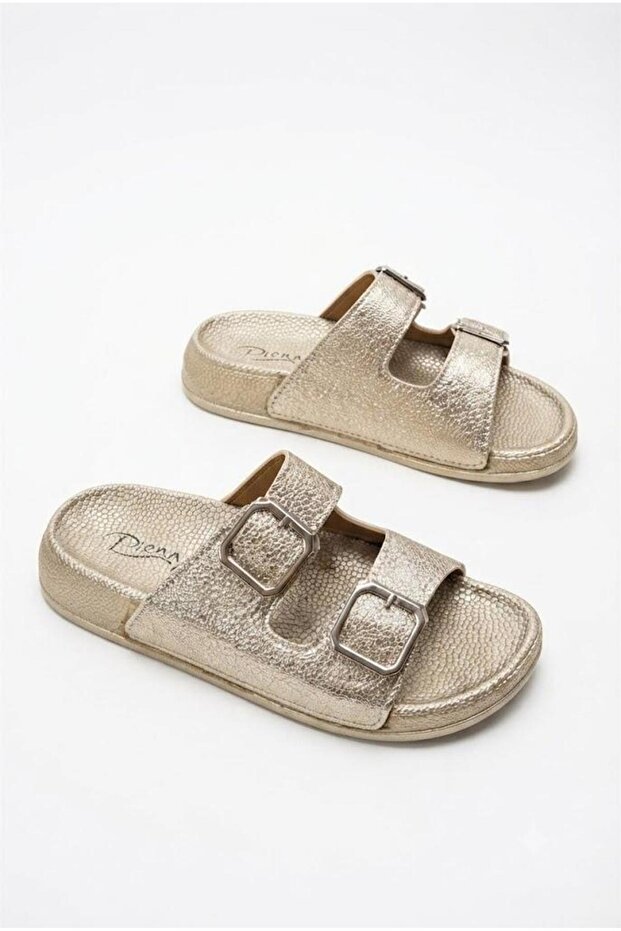 Pienn 02409 Anatomical Comfortable Soft Sole Double Buckle Women's Slippers