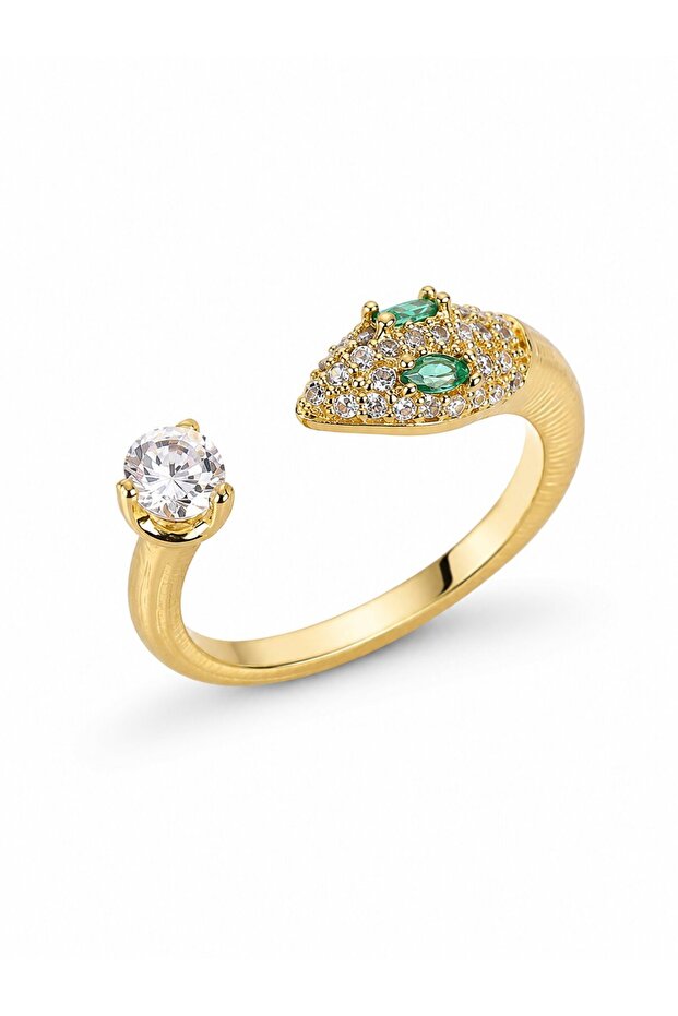 Snake Model Zircon Stone Gold Color Women's Ring