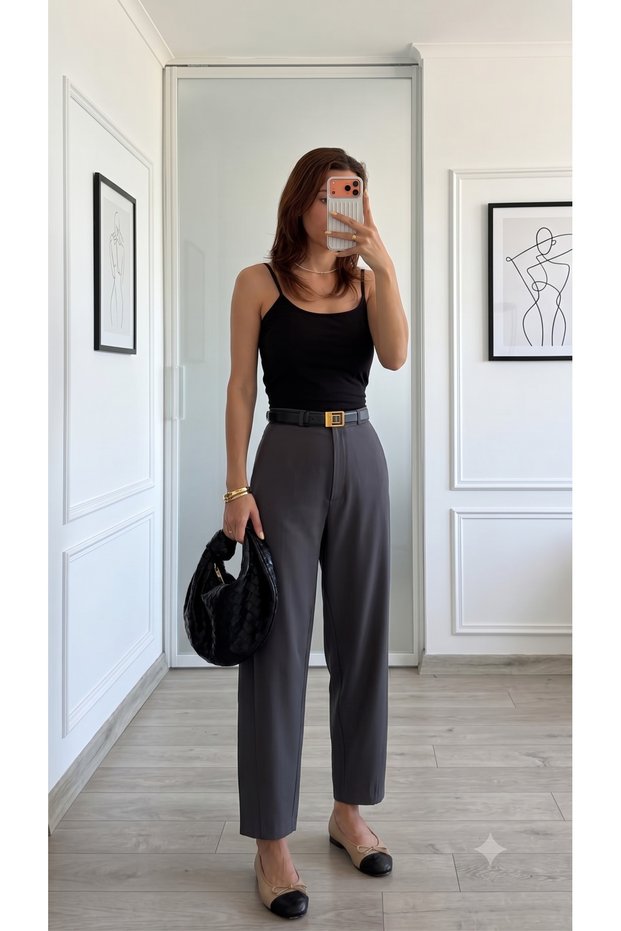 Premium Original Branded High Waist Relaxed Fit Straight Leg 95 cm Fabric Trousers