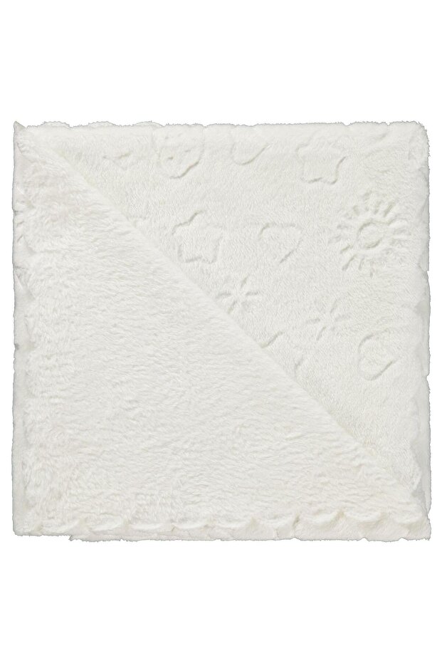 Cloud Patterned 90X90 cm Blanket - White