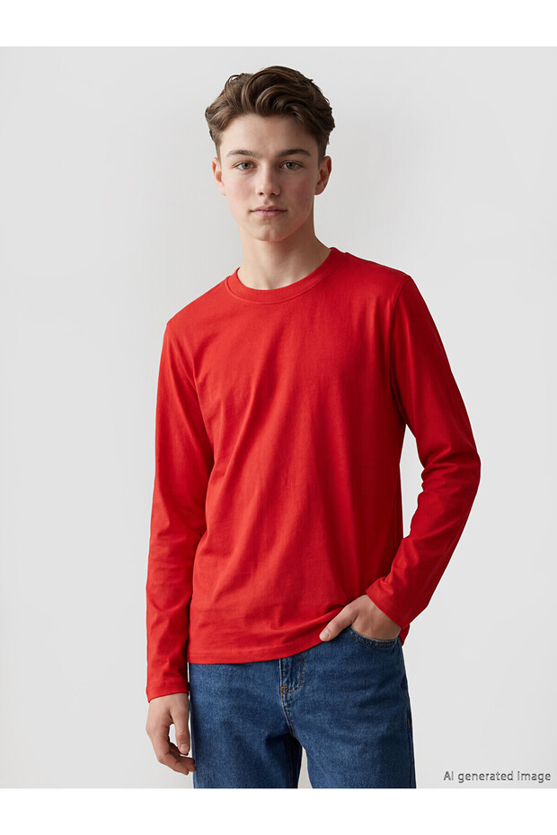 Original Oval Collar Long Sleeve Boys' T-Shirt