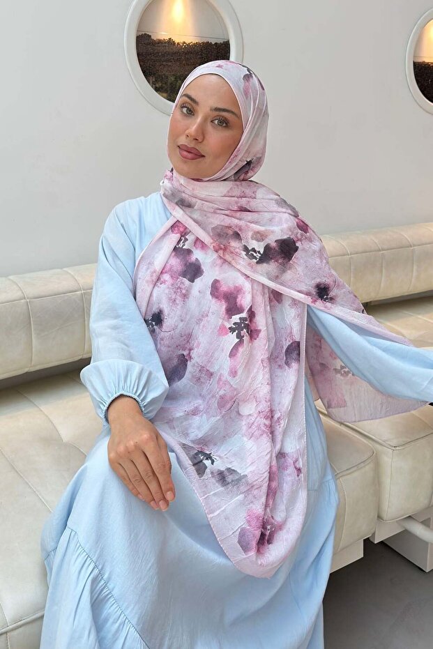 Batik Floral Pattern Bamboo Shawl Candy Pink