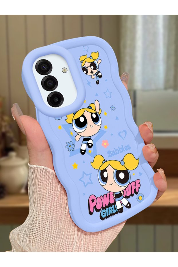 Samsung Galaxy A17 Compatible Case Camera Protective Blue Silicone Couple Phone Case Cartoon Pattern